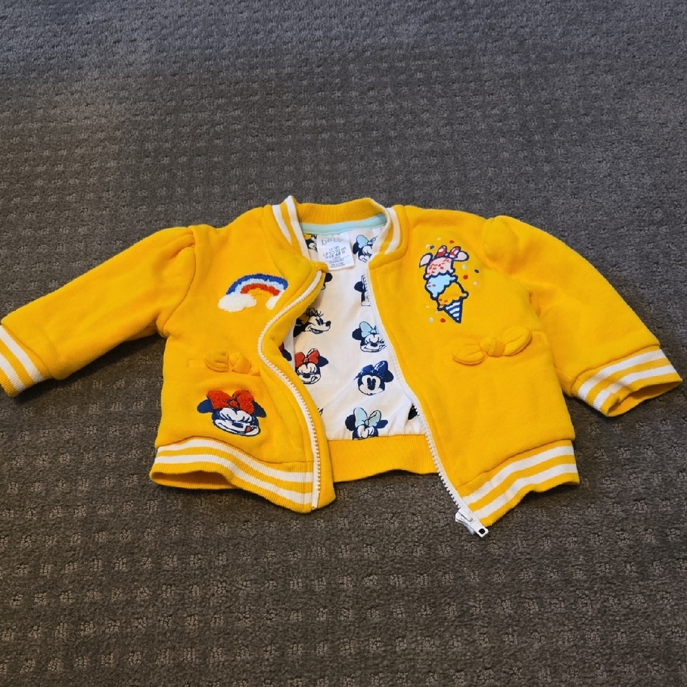 Disney Baby Yellow Jacket with Minnie Print - Embroidered